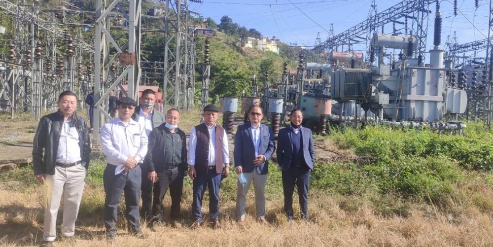 Advisor Tovihoto Ayemi, Minister V Kashiho Sangtam and others during their inspection of the 132/66/33kv Kiphire Substation on November 24. (DIPR Photo)